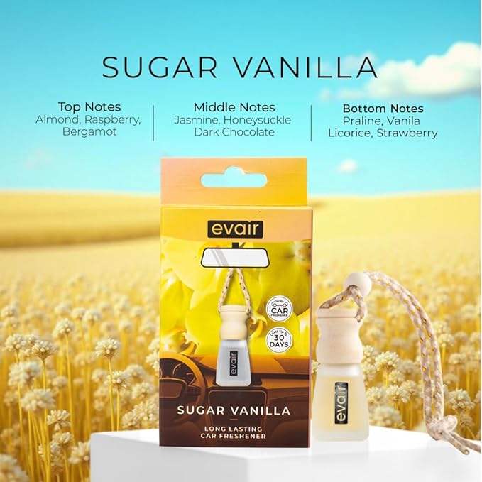 Evair Scent For Car Air Freshener Hanging 2 Pack Air Fresheners Diffuser -Vanilla Fragrance Oil Air Diffuser for Car, 60 days Long Lasting Fragrance Essential Oil