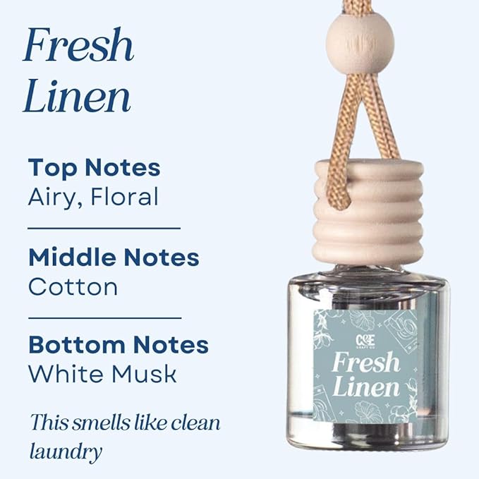CANDECraftCo Car Air Hanging Fragrance Oil, Car Auto Freshener for Essential Oils, Scents Fragrance Aromatherapy Automobile Diffuser, Long Lasting (Fresh Linen)