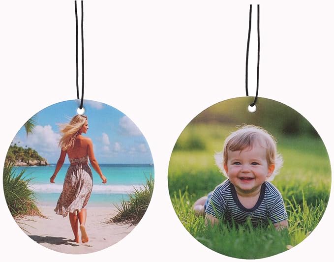 Custom Photo Car Air Fresheners with Picture- Personalized Scented Gifts for Girls Women & Men with New Car etc Various Smell, Mirror Hanging Accessories for Your Cars (Round)