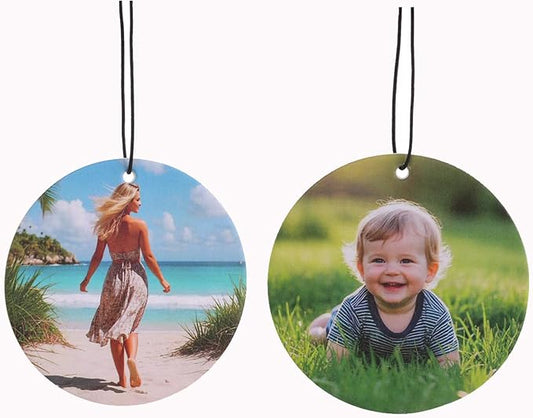 Custom Photo Car Air Fresheners with Picture- Personalized Scented Gifts for Girls Women & Men with New Car etc Various Smell, Mirror Hanging Accessories for Your Cars (Round)