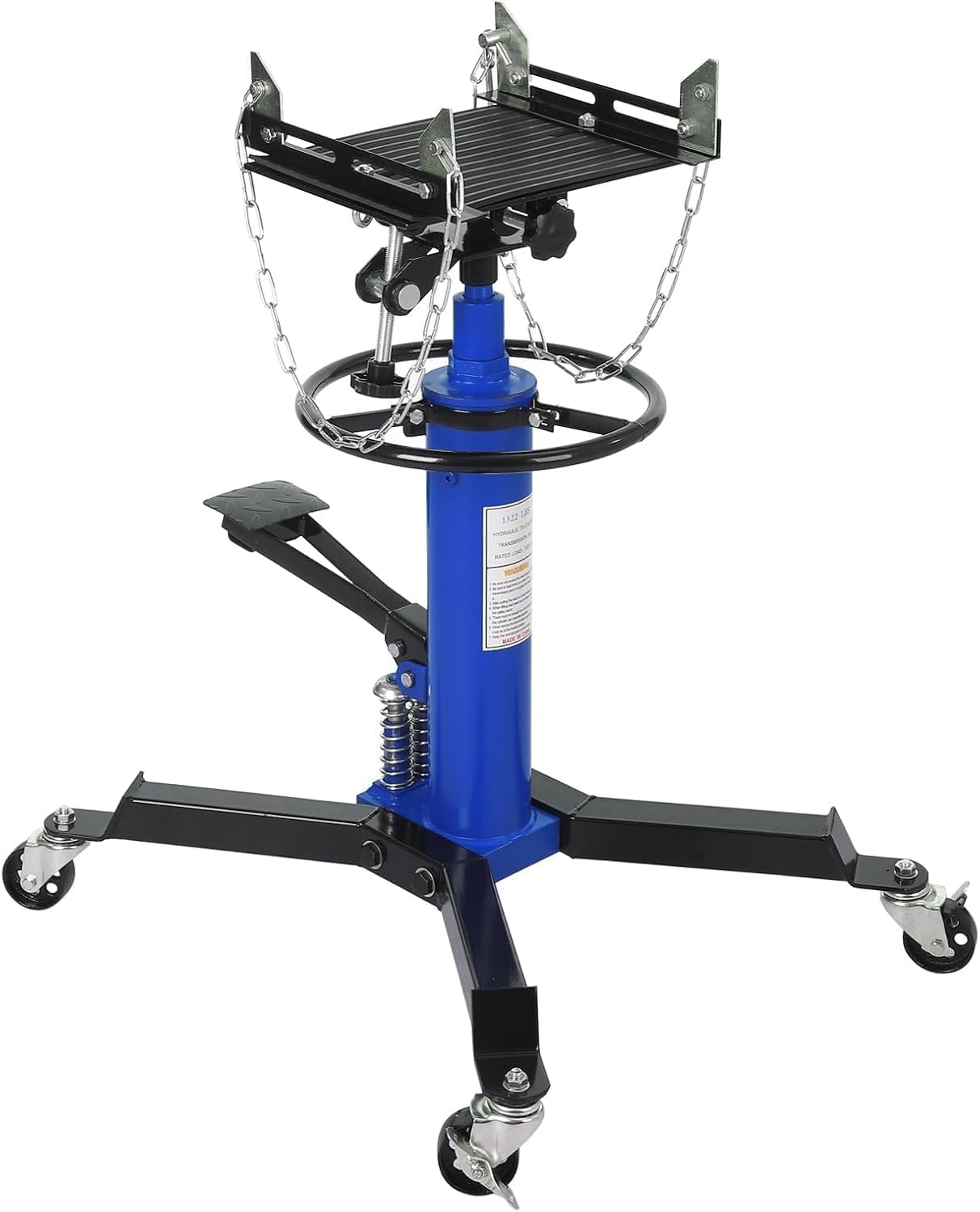 Transmission Jack 1322 LBS Hydraulic Telescoping 2-Stage Lift Jack Stand 33.8"-72.8" High Lift Transmission Jacks with Foot Pedal & 360° Swivel Wheels for for Garage/Workshop Car and Truck Repairs