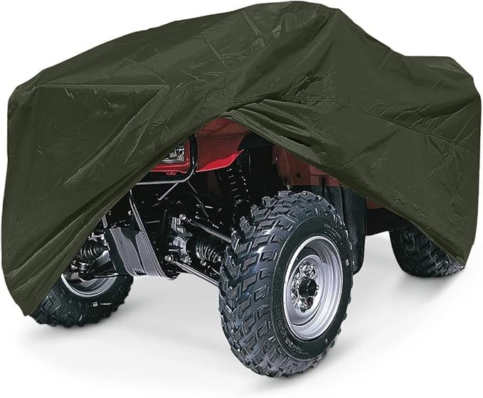 EliteShield Lightweight ATV Cover, Weatherproof Quad Cover, Water and Wind Resistant Four Wheeler Cover, Olive Drab Color fits 77" Long