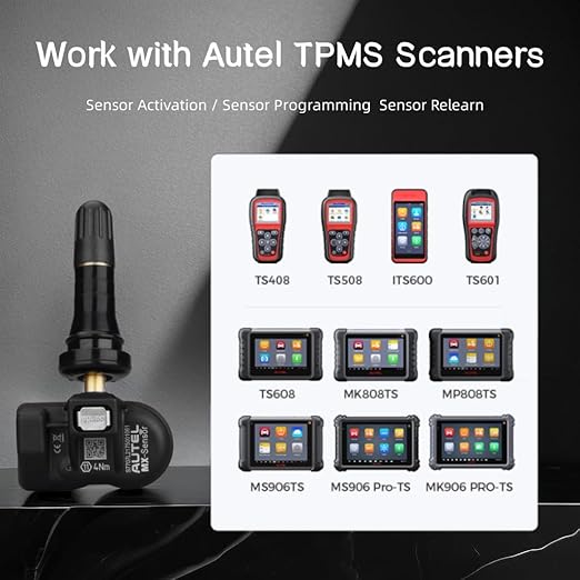 Autel TPMS Sensors 2in1 MX-Sensor 315Mhz/433Mhz Tire Pressure Sensor, Press-in OE-Level Programmable & Cloneable Wireless TPMS Sensors for All Vehicles, Program by Autel TPMS Tool (Rubber Stem 4pcs)﻿