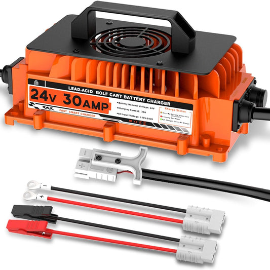 30A 24V Battery Charger 24 Volt Forklift Fast Charger with Anderson Plug Lead-Acid Battery Chargers for Sicorssors Lift, Pallet Jack, Lawn Mower, Floor Scrubberb