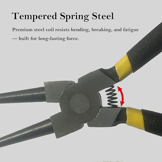 4 PCS Snap Ring Pliers Set – 7" Internal & External Circlip Pliers with Straight/Bent Jaw Tips, Heavy Duty CR-V Steel Retaining Ring Pliers Kit with Storage Box