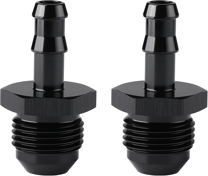8AN Male Flare to 5/16 Hose Barb Straight Fitting Adapter Aluminum Black 2PCS