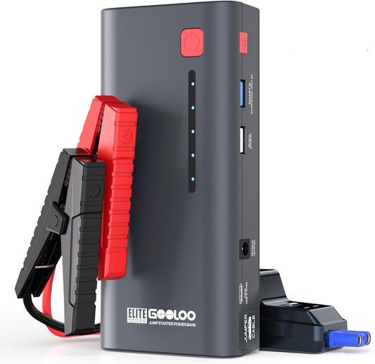 GOOLOO Jump Starter Battery Pack 3000A Peak SuperSafe Car Starter (Up to 8.5L Gas or 6.0L Diesel Engine) with USB Quick Charge and LED Light,12V Lithium Jump Box Booster Portable Charger,Gray