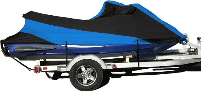 SavvyCraft Yamaha WaveRunner FX 140 Cruiser/HO Custom Fit Trailerable Jetski PWC Cover 2004/2005/2006 Blue/Black Two Tones