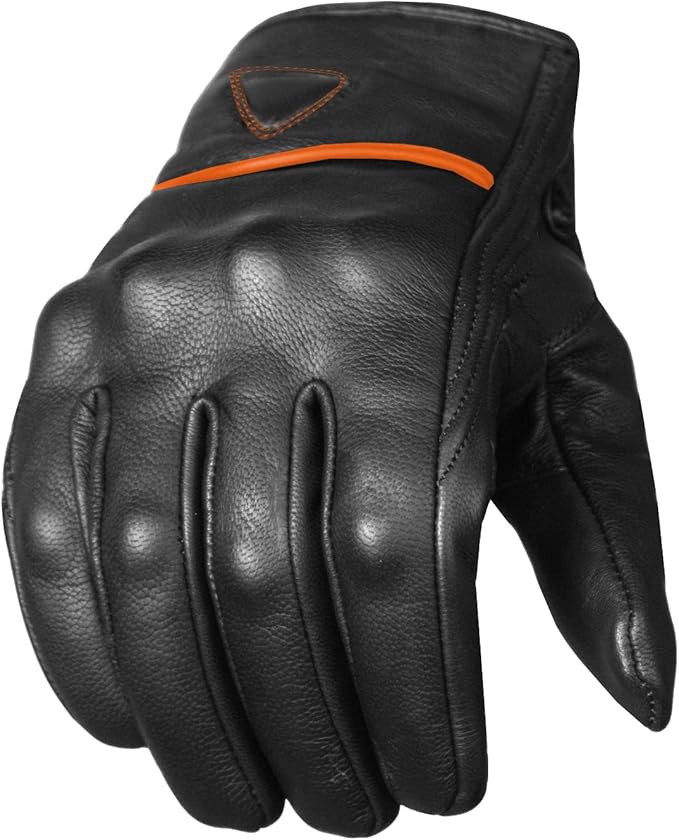 Jackets 4 Bikes Motorcycle Gloves - Premium Leather for Men Women, Touchscreen, Non-Slip, Motorbike Cruiser Street Biker Protector Glove