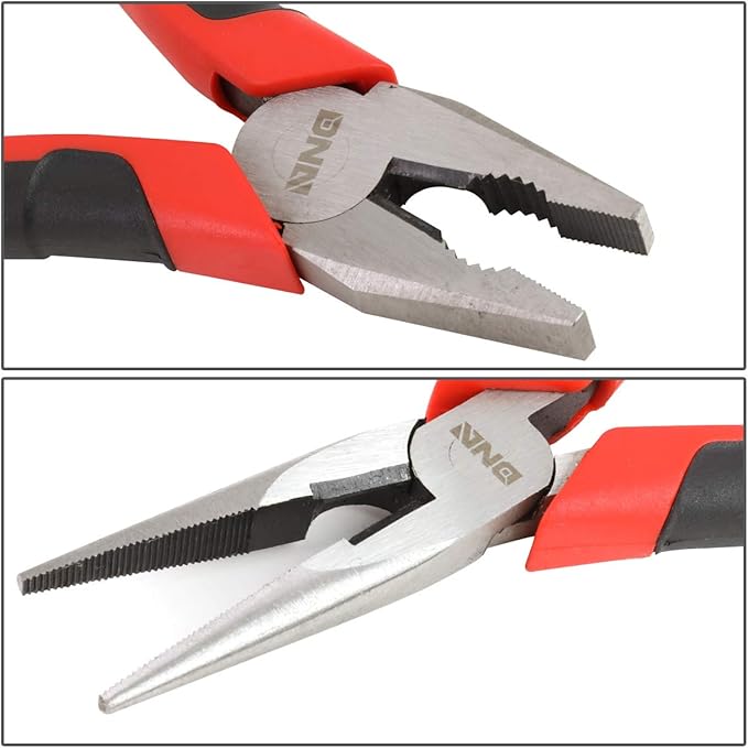 DNA Motoring TOOLS-00058 2 Piece Pliers Set – 6-1/2 inch Hand Tools w/Durable Jaws, Milled Teeth, Hot-Riveted Joint