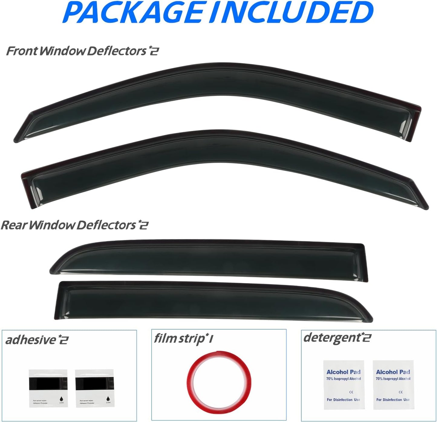 Window Visors Rain Guards Fit for 2009-2018 Dodge Ram 1500, 19-23 1500 Classic Crew Cab Only, 10-24 Ram 2500/3500 Crew Cab & Mega Cab