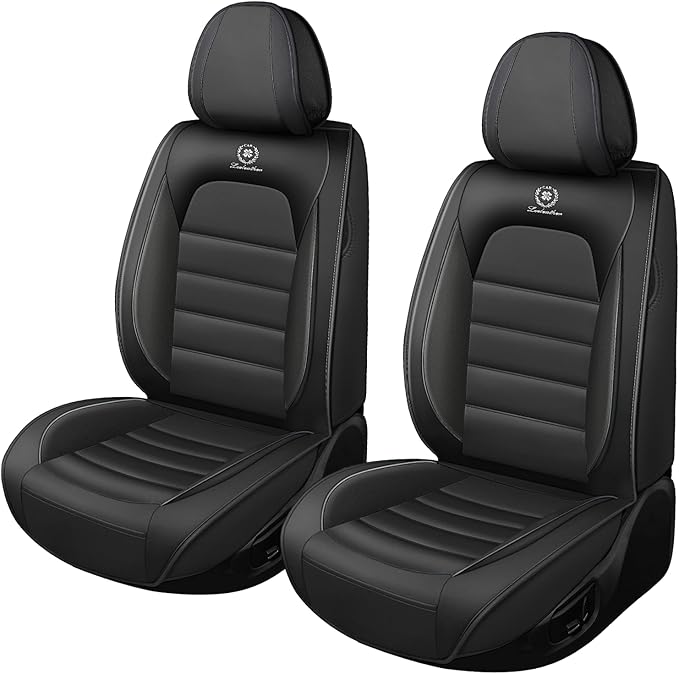 Car Seat Covers for GMC Sierra 1500/2500/3500 Denali SLT AT4 AT4X Base Seat Covers 2008-2025, Waterproof Premium Nappa Leather Seat Protectors(Standard 2 Seats/Black)