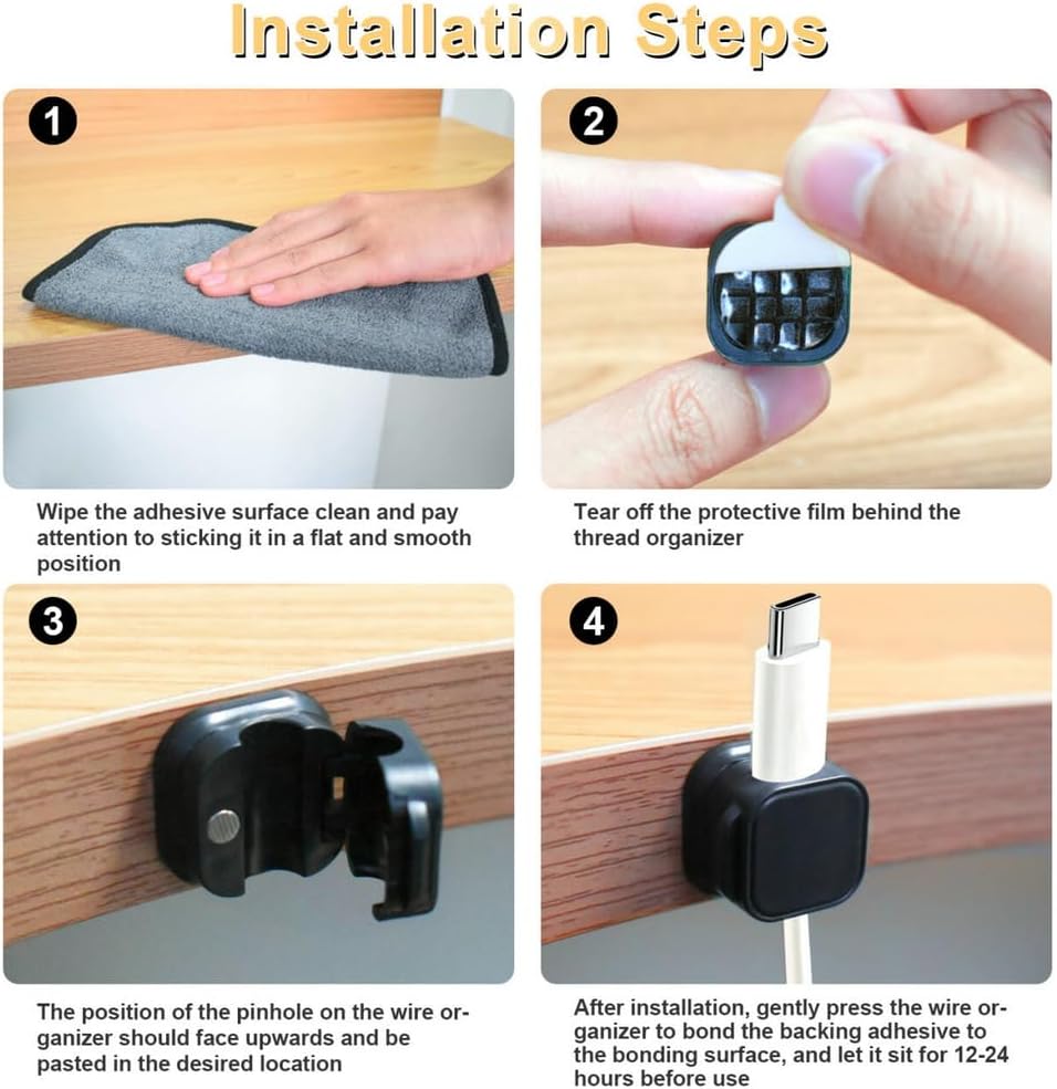 18 Pack Cord Organizer Holder,Magnetic Cable Clips Management,Easy Strong Adhesive Phone USB Charger Cord,Hide Or Organize Desk Cable for Kitchen,Office,Car,Nightstand（White and Black）