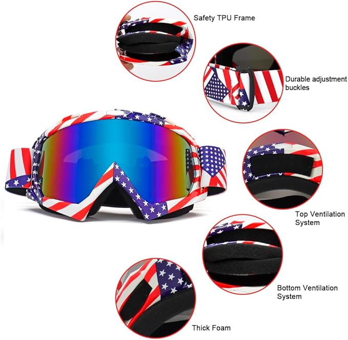 SPOSUNE Dirt Bike ATV Goggles UV400 Motorcycle Goggles for Men Women Youth Motocross Riding Goggles Windproof Dustproof