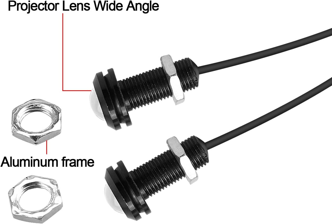 LEADTOPS 10Pcs 18mm 12V Eagle Eye LED Car Fog DRL Daytime Running Light Backup Reverse Tail Rock Lights Small bulb (Yellow, Black Case)