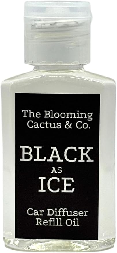 Car Air Freshener with 1 Oz Refill included | Car scented on the go | Car Air Freshener | Long Lasting Hanging Fragrance | Phthalate Free Fragrance (Black As Ice (Type), 10 ml)
