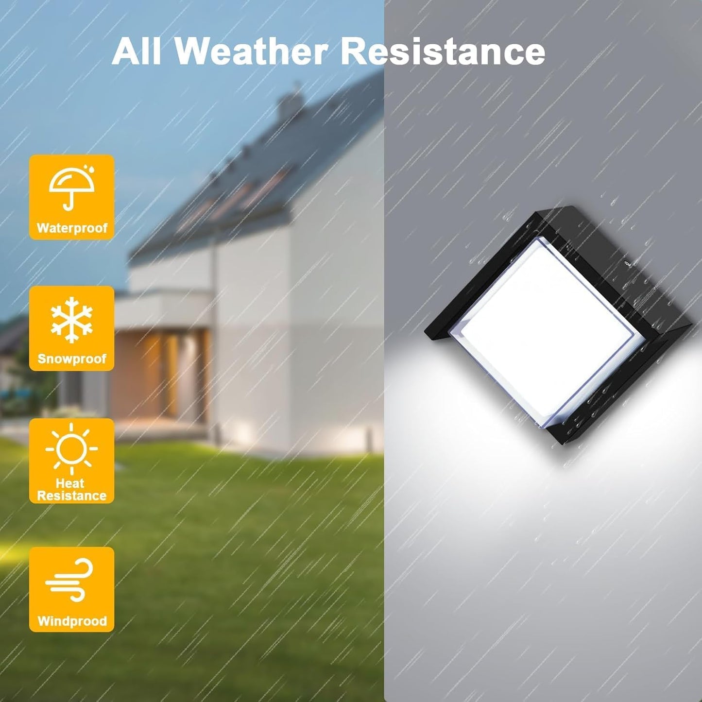 Outdoor Wall Light, 6000K Daylight Small Anti Rust Exterior Wall Lighting Fixtures, Black Square Wall Mount 12W LED Porch Lights for House with Waterproof for Front Porch, Garage, Patio