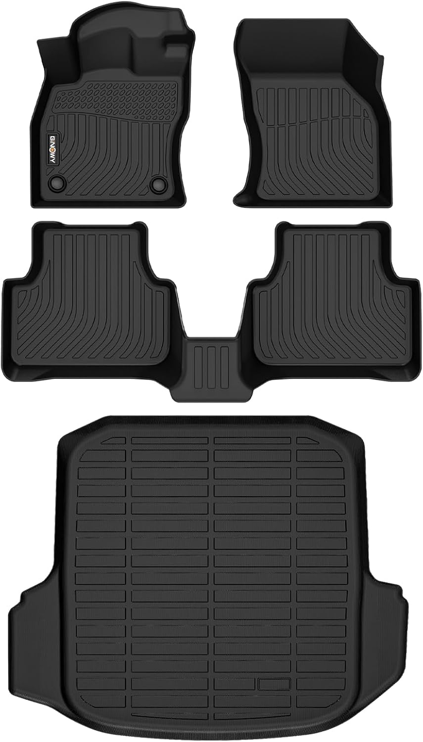 GINOWY-Floor Mats & Cargo Liner for Volkswagen VW Jetta 2019-2024 2025 | TPE All Weather Mats for VW Jetta Accessories Cargo Trunk Mat Trunk Liner