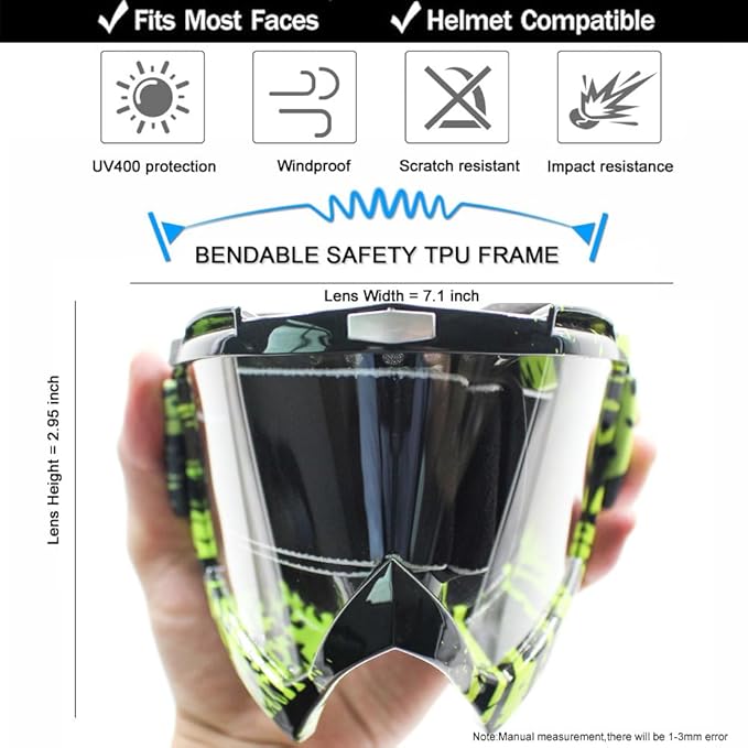 SPOSUNE Dirt Bike ATV Goggles UV400 Motorcycle Goggles for Men Women Youth Motocross Riding Goggles Windproof Dustproof