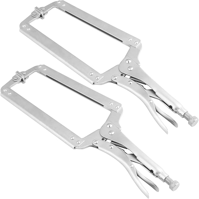 2 Pack 18 Inch C Clamp Locking Pliers,Locking C Clamp, Adjustable Nickel Plated C Pliers For Wood Working, Welding, Electrician Maintenance and more, by GENHAKON