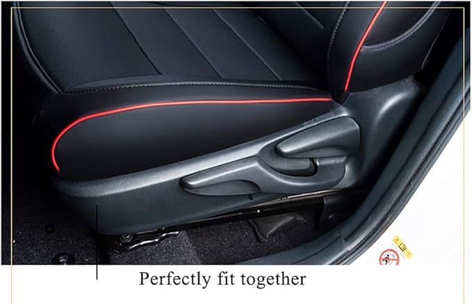 EKR Rav4 Seat Covers Custom Fit for Toyota Rav4 2016 2017 2018(Hybrid) LE,SE,XLE,Limited, Leather Truck Seat Cover Full Set for SUV,Faux Leather(Black with Red Trim)