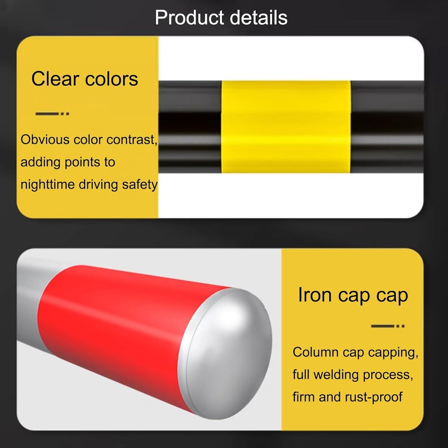 Safety Bollard Post, Steel Security Post Barrier Traffic Pole, Removable Bollard with Embedment Sleeve, Safety Barrier Bollard for Driveways, for Parking Barrier, Road Safety(600mm/24in)