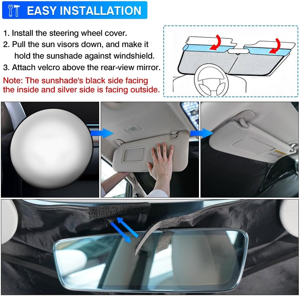 KUST Windshield Sun Shade for Mazda 3 2014 2015 2016 2017 2018 Mazda3 Accessories Hatchback/Sedan Custom Fit Sunshade Foldable Sun Visor Protector Blocks UV Rays Keep Your Car Cooler