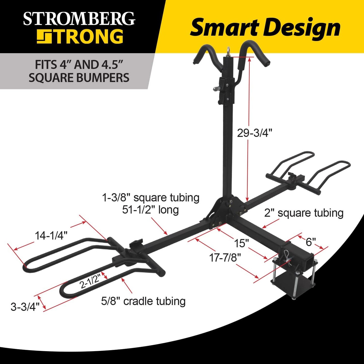 Stromberg Carlson BC-202BA 2-Bike Platform Style Hitch Mount Foldable Bike Rack with Bumper Adapter for 2" Hitch or RV Bumper