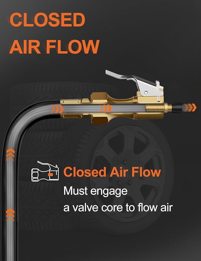 SAFELIFE Air Chuck Heavy Duty Closed Flow Tire Chuck with 1/4" FNPT for Tire Inflator Gauge Compressor Accessories (3)