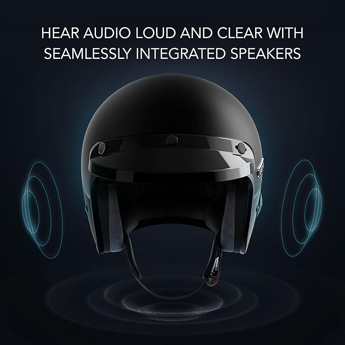 Sena Surge Mesh Intercom Enabled Open Face Smart Motorcycle Helmet (Matte Black/Gloss Black, XXL)