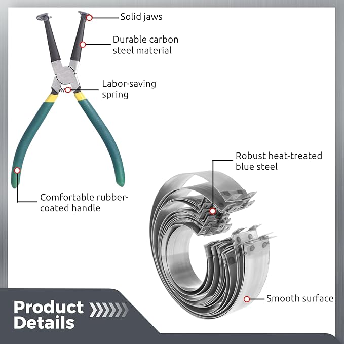 Master Piston Ring Compressor Kit - Heavy Duty Auto Engine Piston Ring Installer with 1 Pliers and 14 Bands (62-145mm/2.44-5.71in), Removal Tool Kit for Car, Truck, Race Car Engines