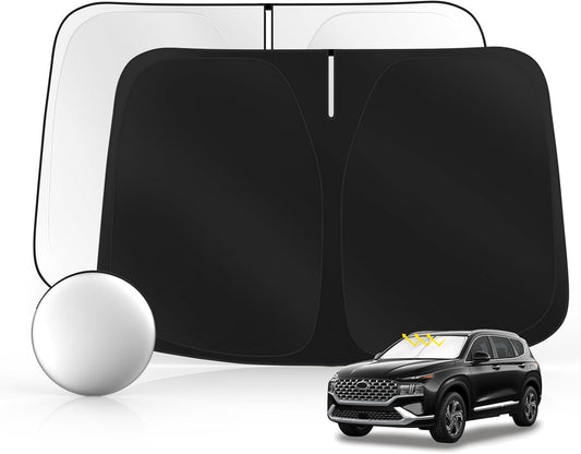 Windshield Sun Shade for H-yund-ai Santa Fe 2019-2025 2026 Foldable Sunshade Custom Fit Front Window Car Interior Accessories Protector Blocks UV Rays