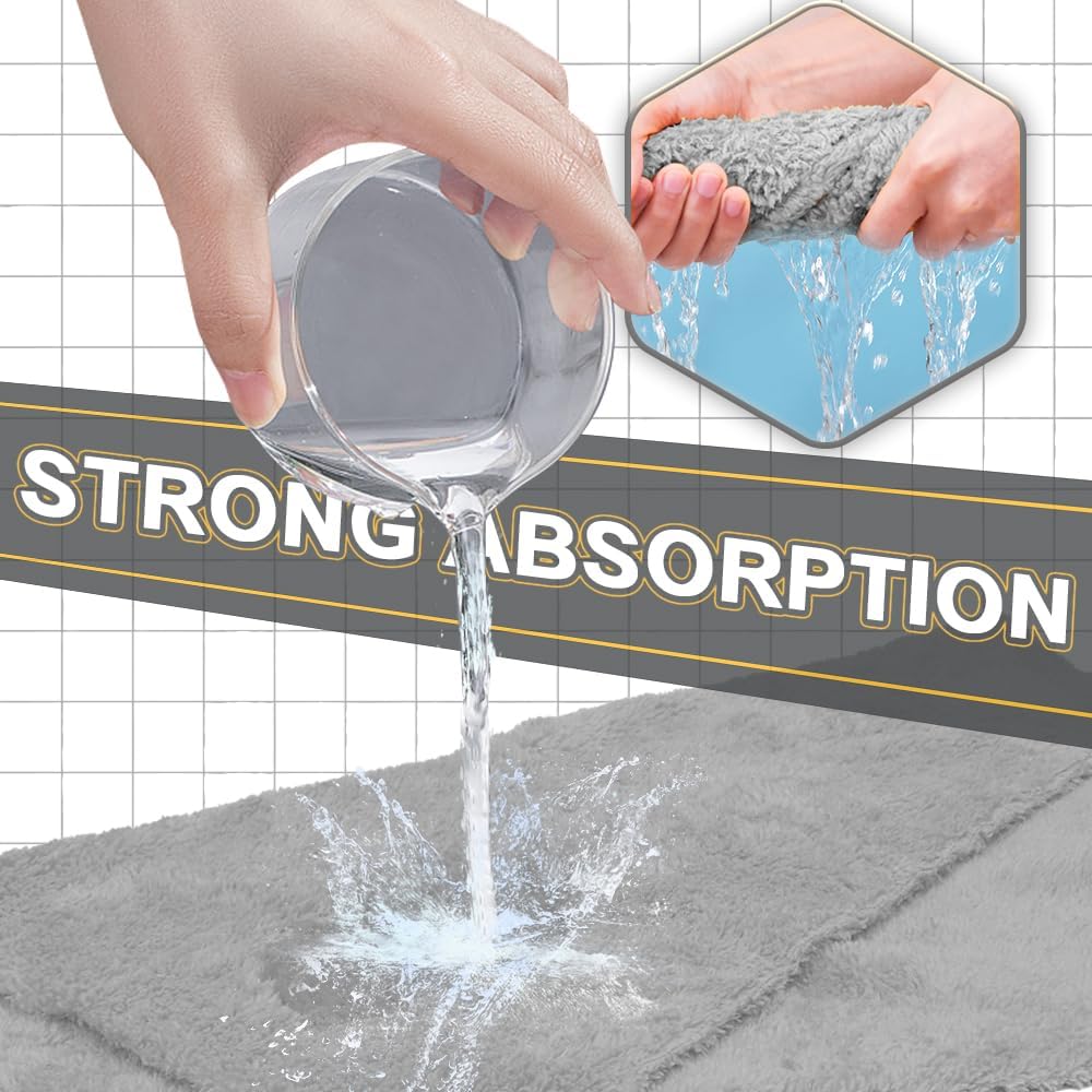 Coral Fleece Car Wash Cleaning Towel for Car,Absorbent, Lint-Free, Extra Soft,Reusable and Durable,Interior Coral Fleece Rags 16in x 16in-Grey 6 Packs