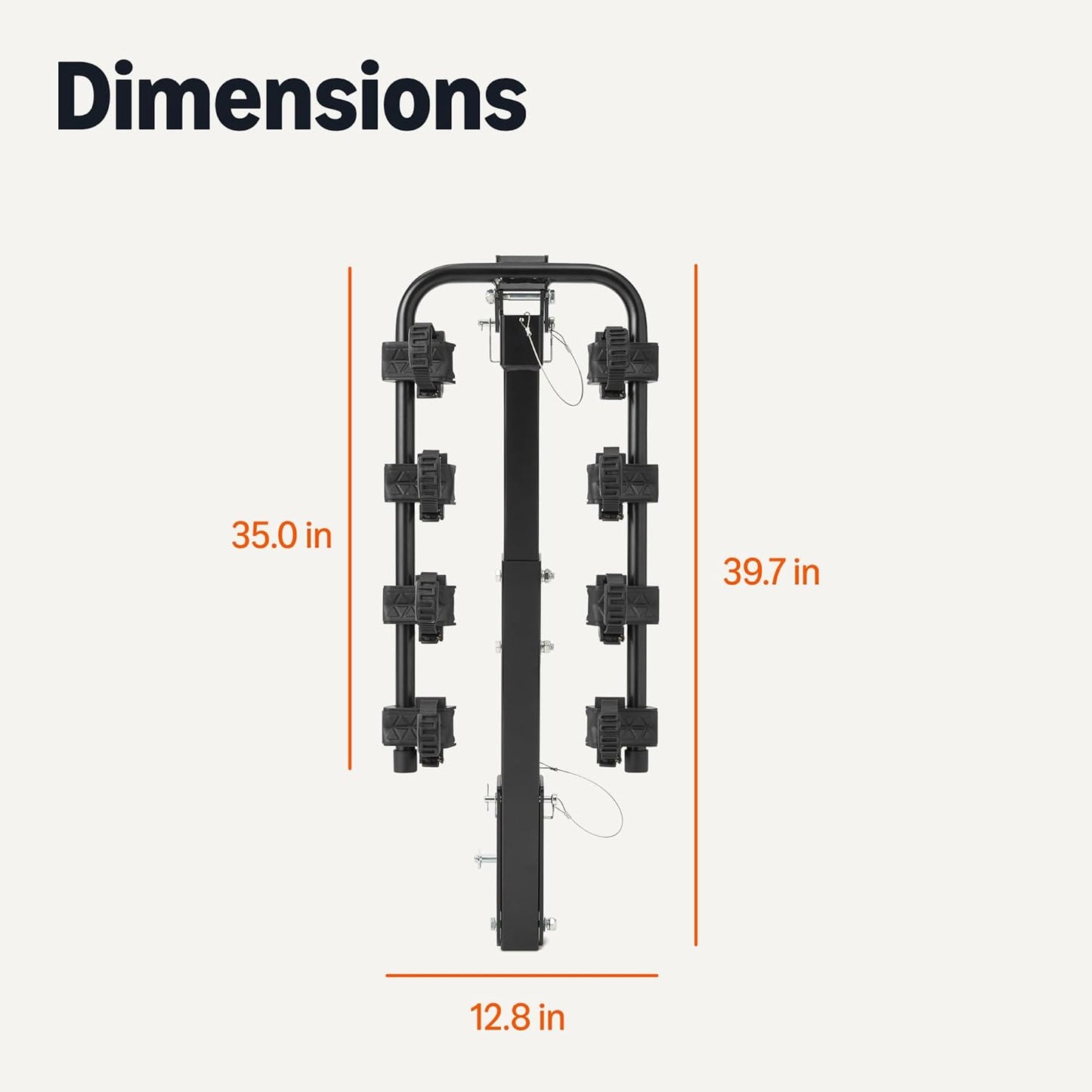 Amazon Basics 4-Bike Hitch Rack with 2" Hitch for Car, SUV and Truck, Foldable Steel Frame with Anti-Rattle Design