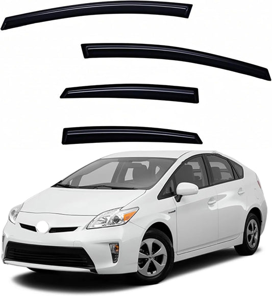 Window Visors Rain Guards fits 2010-2015 Prius (EXCLUDES Prius V & Prius C), Out-Channel Window Wind Deflectors Vent Shades Accessories, Dark Smoke 4 Pcs, 2011 2012 2013 2014