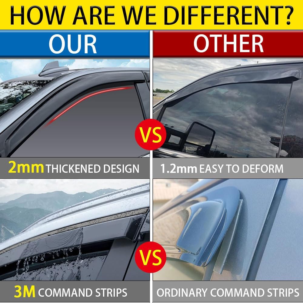 Rain Guards for Camry 2018-2023, Tape-on Side Window Deflectors for Camry, Window Visors for Toyota Cars, for Toyota Car Accessories, 4 pcs