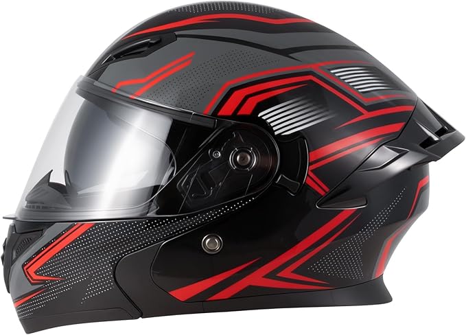 Spark Adult Flip-Up Motorcycle Helmets - DOT Certified Full Face Helmet with Dual Visor & Quick-Release Buckle, Lightweight ABS for Commuting and Touring