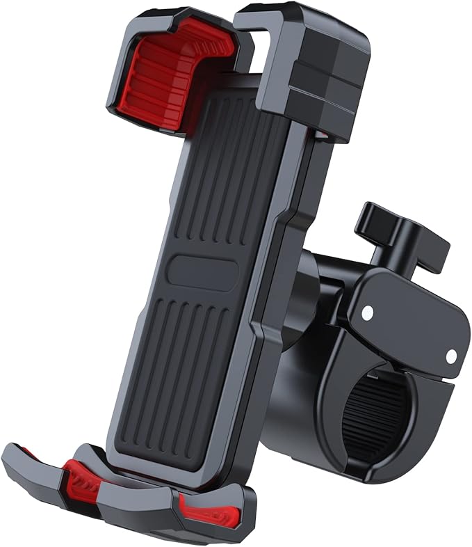 Picozon Bicycle Cellphone Holder, Motorcycle Phone Handlebars Clamp Mount for All Smartphones - Red