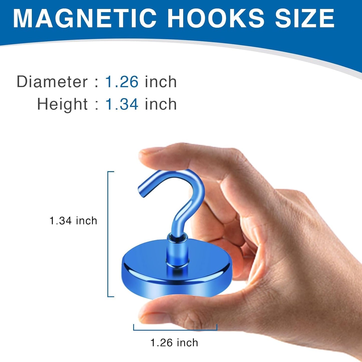 LOVIMAG Magnetic Hooks for Cruise Cabins, 110lbs Blue Magnetic Hooks for Classroom, Strong Magnets with Hooks for Hanging, Neodymium Magnet Hooks for Fridge, Ceiling, Locker, Camper, Travel-25 Pcs