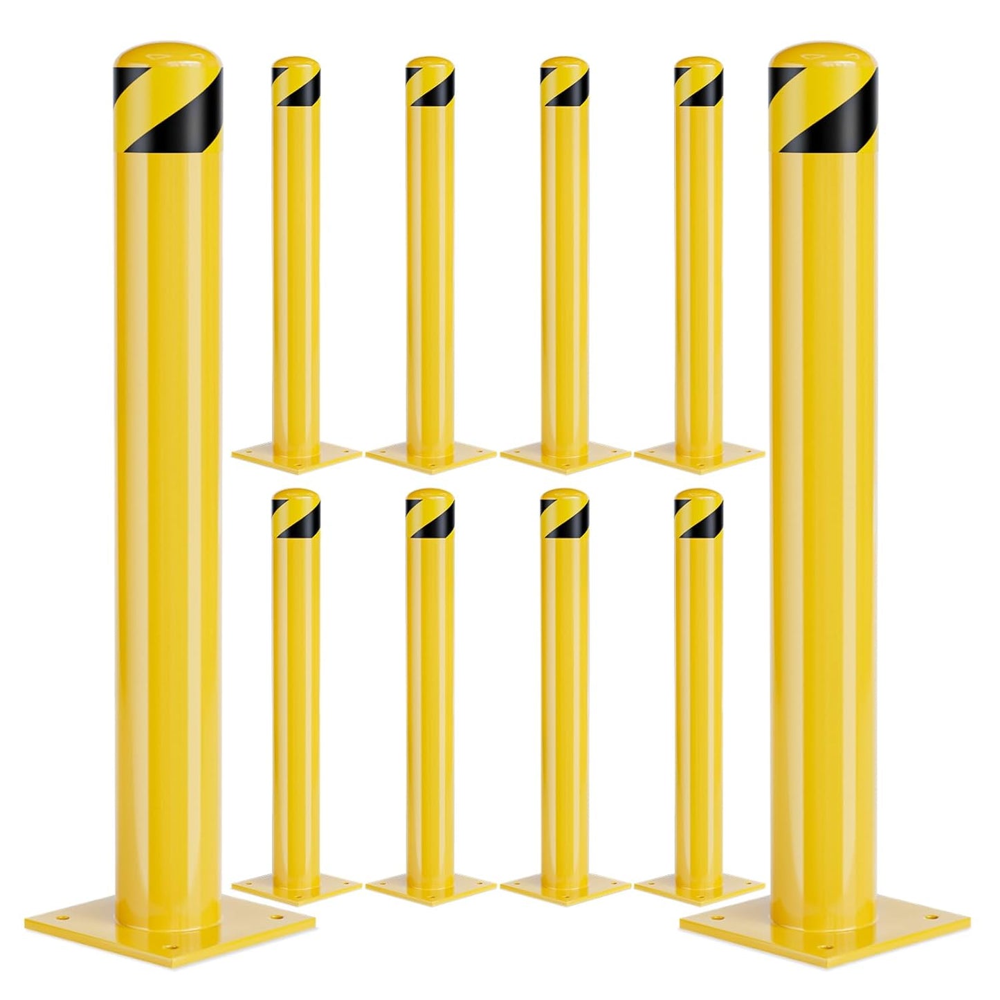 Safety Bollard Post, 36 Inch Height Steel Bollards, 4.5 Inch Diameter Parking Bollard, Yellow Powder Coated Safety Parking Barrier Post, for Traffic Sensitive Areas,10P