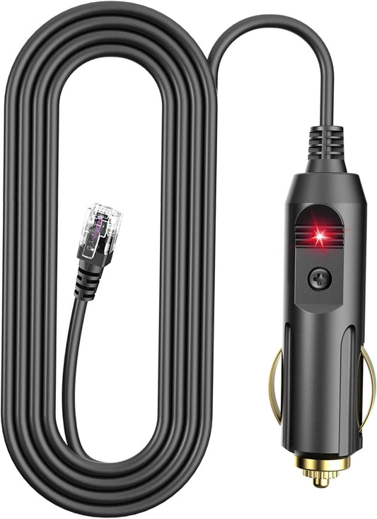 Radar Detector Power Cable Compatible with Escort Max 360 passport 9500ix Valentine One Radenso XP/SP Beltronics Pro RX65 DFR6 DFR7, Replacement Radar Detector Power Cord with RJ11 Ports 6.5ft