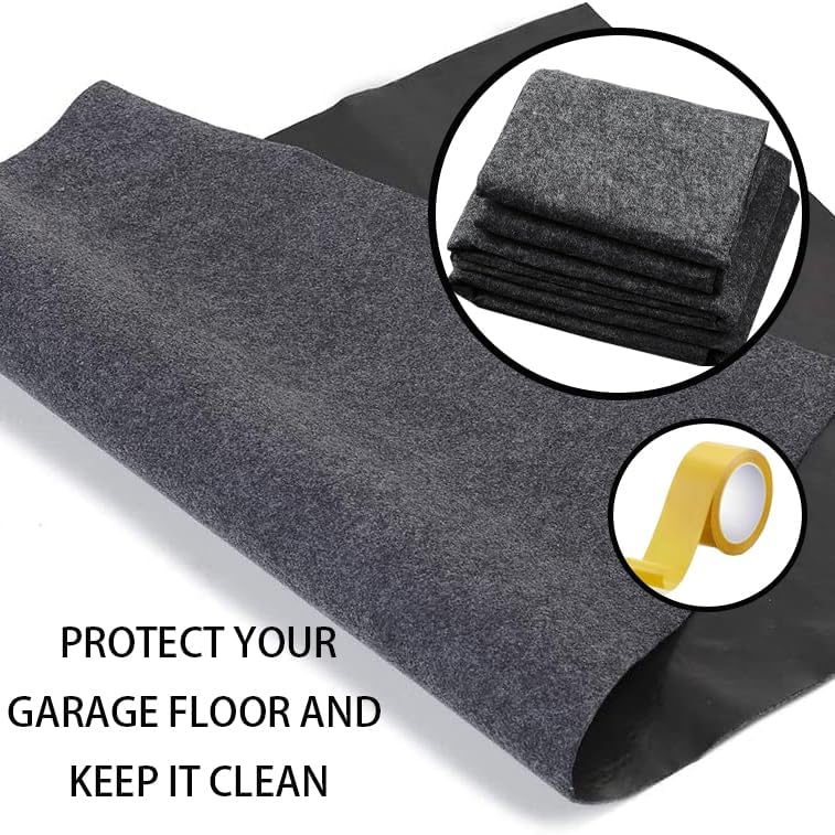 JOMMIE CHEN Large Rubber Floor Mat for Car Washable Garage Mats for Floor Absorb Liquids Oil Drip Pan for Under Car Protects Floor from Spills, Drips, Splashes and Stains Garage Mats (6.6x8.5 Feet)