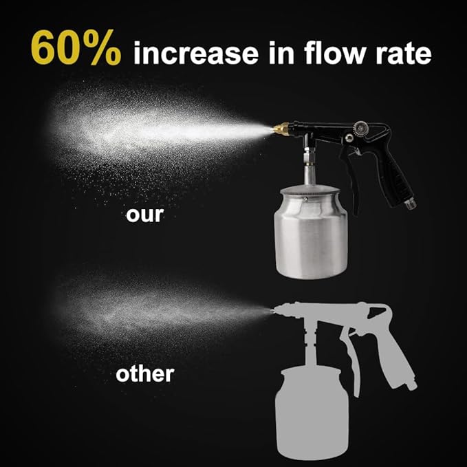 Undercoating Spray Gun with 1000ml Suction Feed Cup, 2 Wands - 360° & Straight Spray Hoses, Undercoat Gun for Truck Bed Liner Coating, Rubberized Undercoat, Rust Proofing
