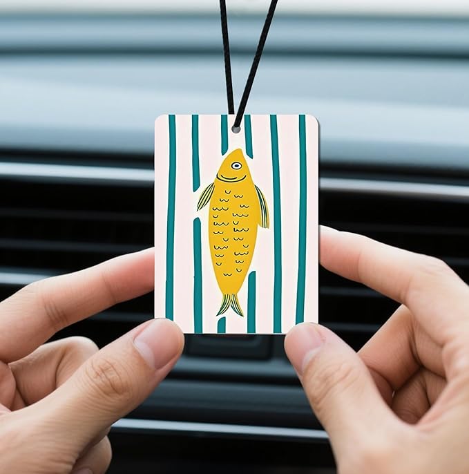 Natural Seafood - Themed Car Air Fresheners 4 - Pack, Fish, Crab & Lobster Hanging Air Freshener for Cars Closet Drawer Books, Beachy Car Accessories Mirror Decor for Women
