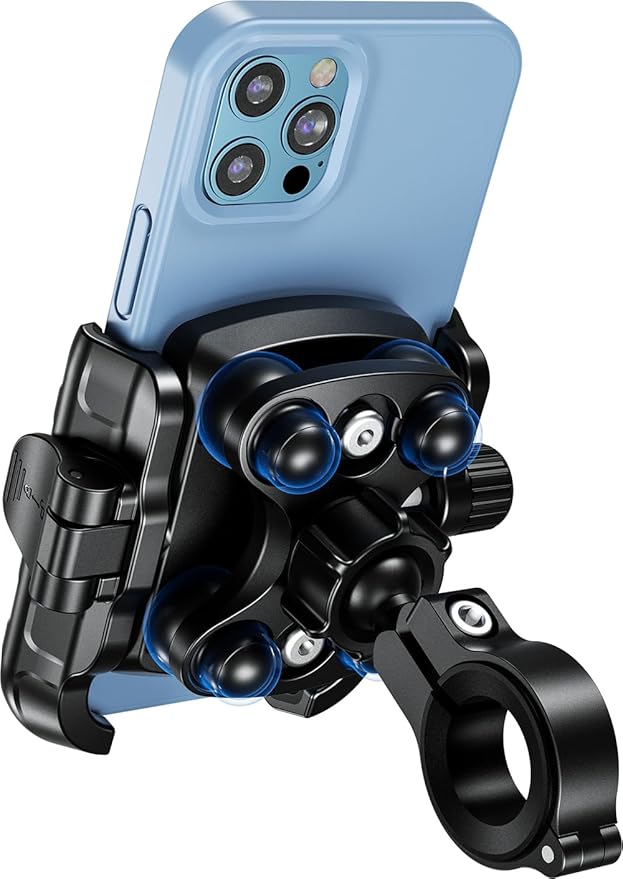 Kaedear Motorcycle Phone Holder, Phone Mount, Air Mount, Vibration Absorbing Mount, Quick Release, Power Grip, KDR-M8SPJ (Black)