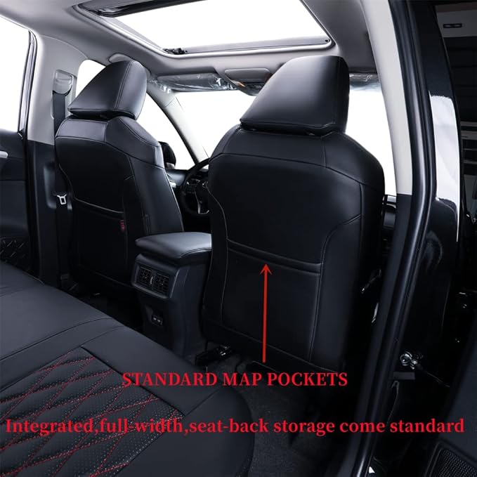 coverdream RAV4 Waterproof Leather Seat Covers Custom Fit for 2019-2024 2025 Toyota RAV4 LE,XLE,XLE Premium,Limited,Full Coverage,Airbag Compatible,Car Seat Protector(Full Set,Red/Black)
