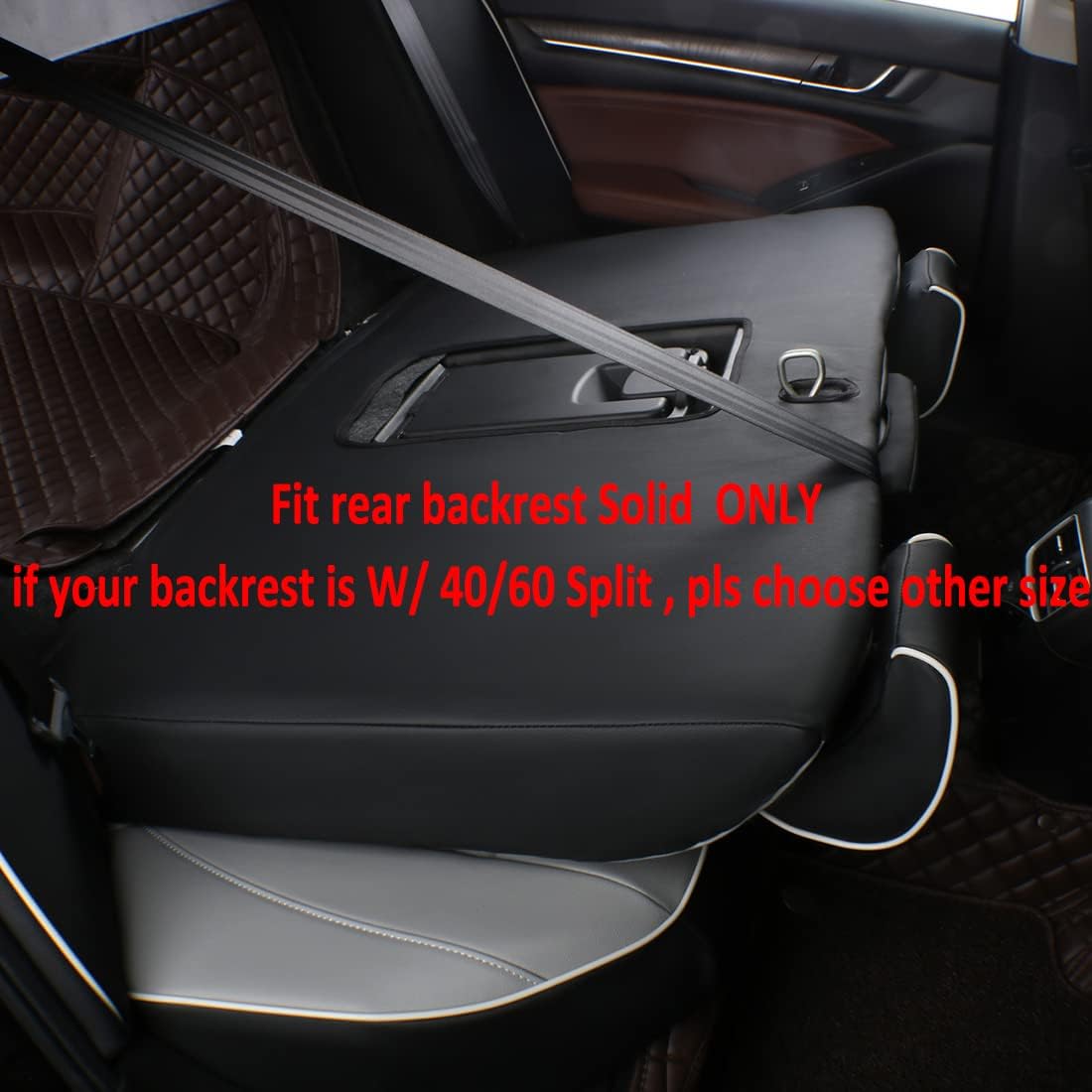 EKR Accord Seat Covers Full Set Custom for Honda Accord Base,EX-L,Touring 2014 2015 2016 2017 (Hybrid),Reat Row W/Solid Backrest & Armrest,Leather Seat Cover for Trucks,Automotive Seat Covers(Black)