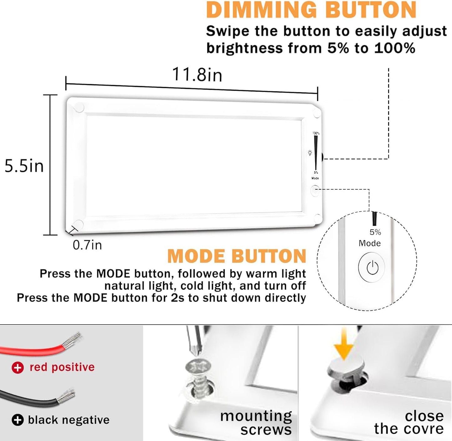 4 Pack RV Lights Interior,3 Color RV LED Super Bright Fixture,12V RV Ceiling Dome Light with ON/Off Dimmable Switch Energy Saving for RV/Camper/Car/Trailer/Boat