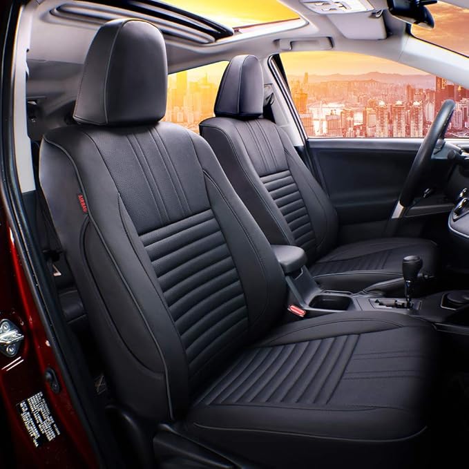 EKR Rav4 Seat Covers Custom Fit for Toyota Rav4 XLE,Platinum,Limited 2013-2018 & SE 2016-2018, Leather Truck Seat Cover Full Set for SUV,Faux Leather(Black)