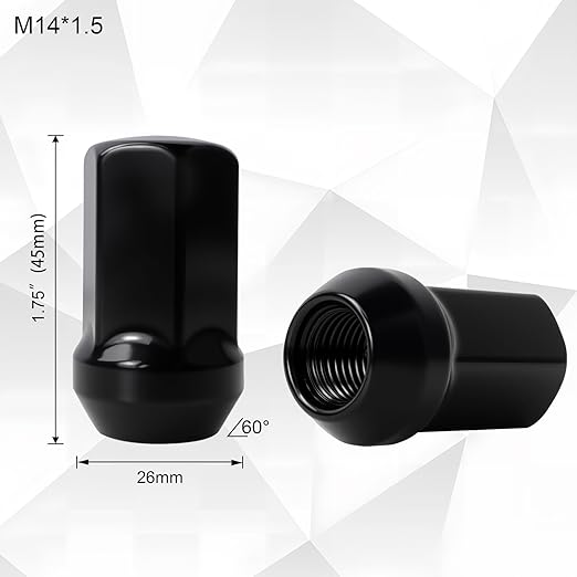 M14x1.5 Lug Nuts, 7/8" Hex, 1.75" One-Piece Design Wheel Lug Nuts for 2008-2024 Chevy Silverado GMC Sierra 2500 3500, 2012-2024 Ram 2500 3500 Fit for OEM 611-236|611-330(24Pcs,Black)
